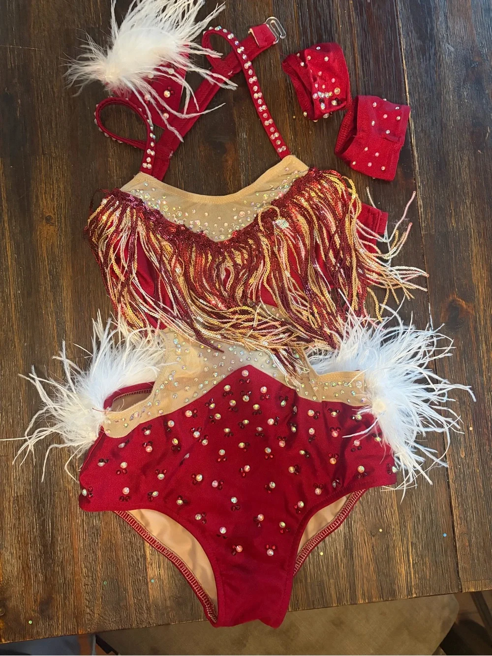 Glamour Costume – Child Large red jazz showgirl competition costume